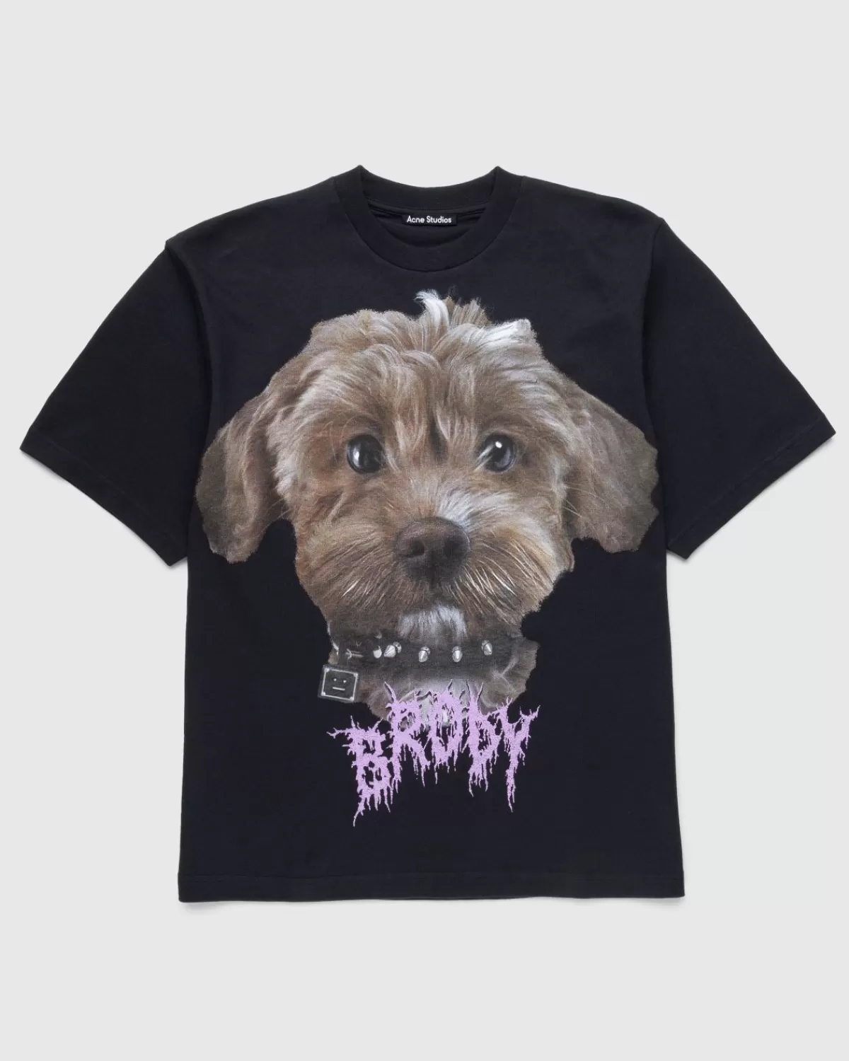 Männer Acne Studios Bedrucktes Hunde-T-Shirt In Verblasstem Schwarz