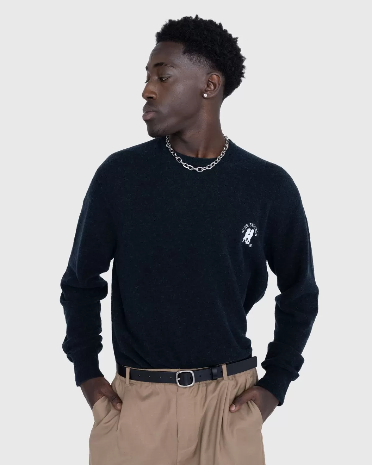 Gesticktes Logo Crewneck Dark Navy Melange>Acne Studios Cheap