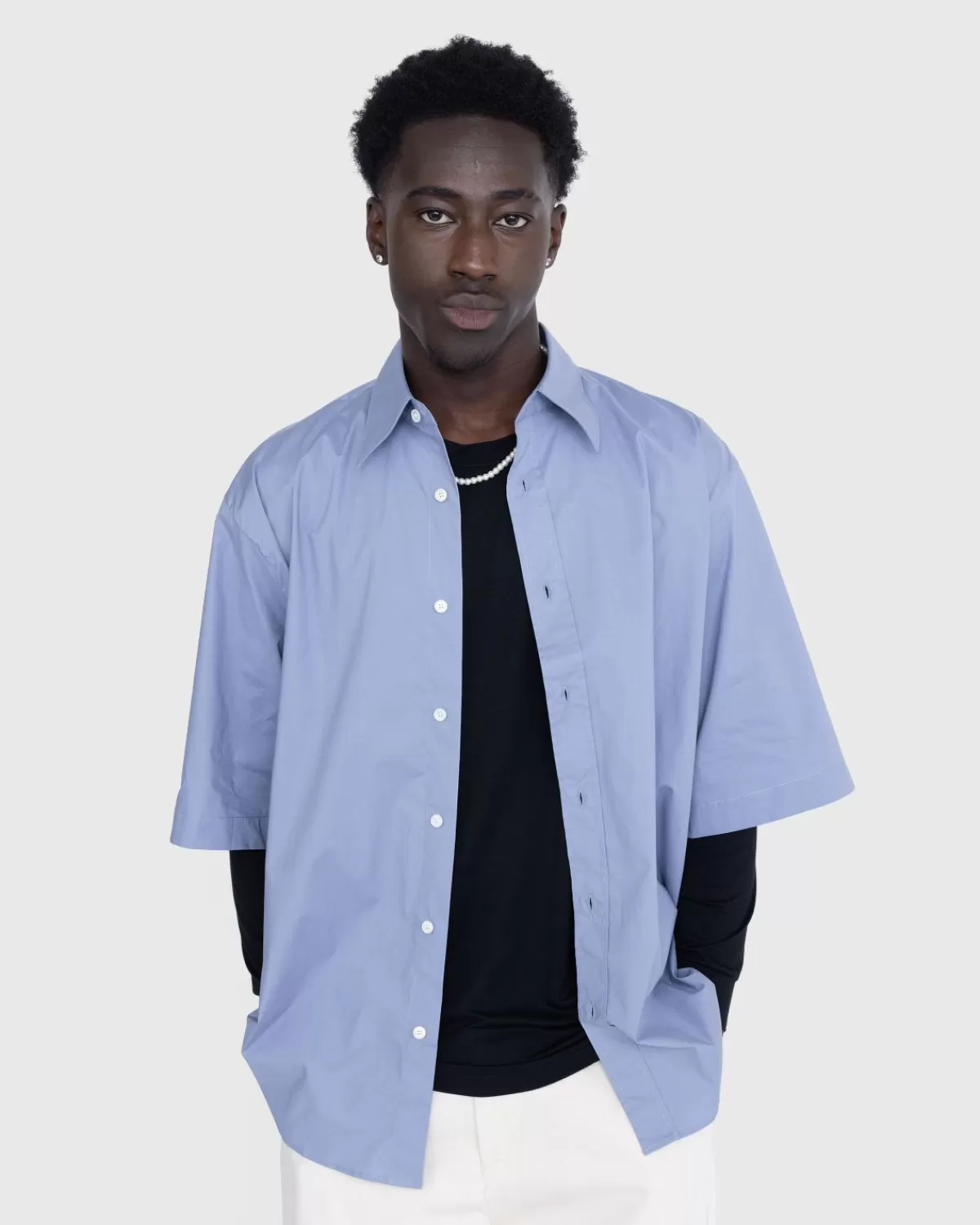 Kurzarm-Knopfe In Dusty Blue>Acne Studios Clearance