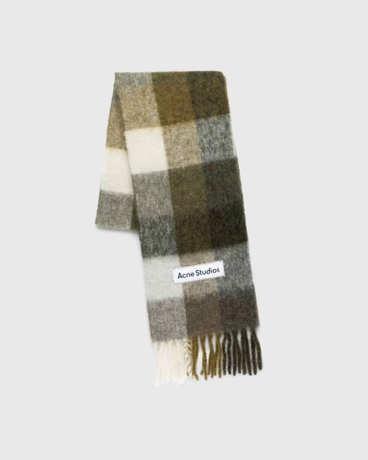 Männer Acne Studios Mohair-Karoschal Taupe/Grun/Schwarz