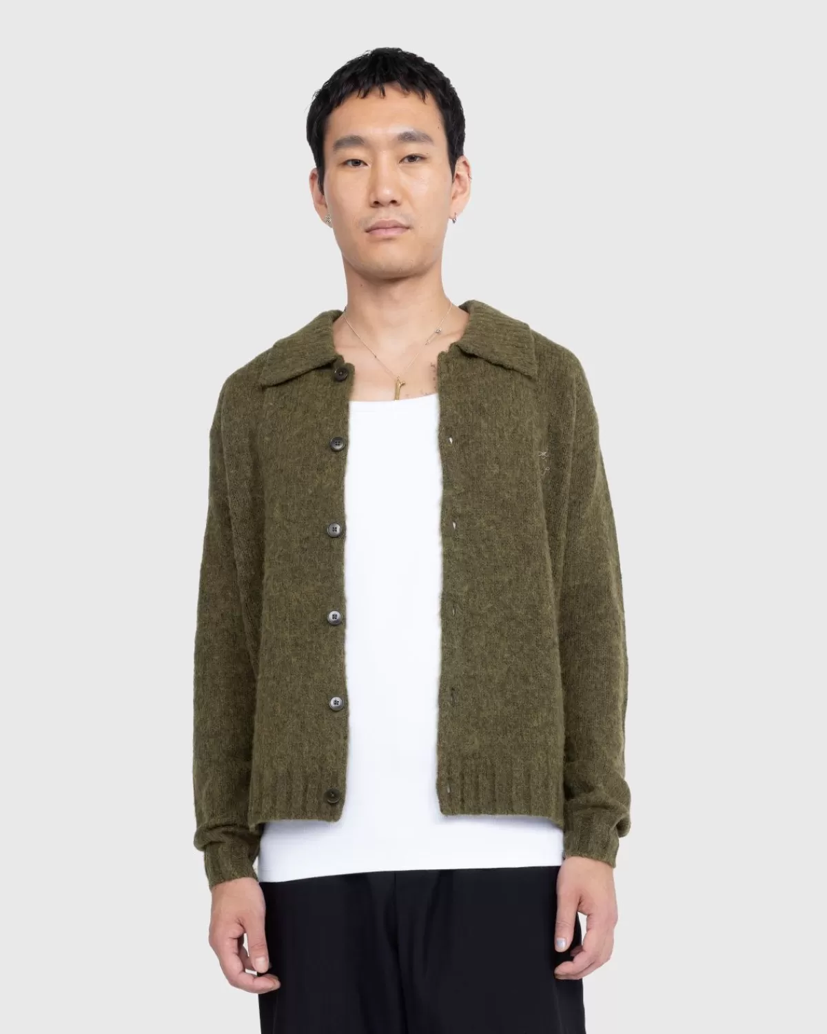 Polo-Woll-Cardigan Dunkeloliv>Acne Studios Best