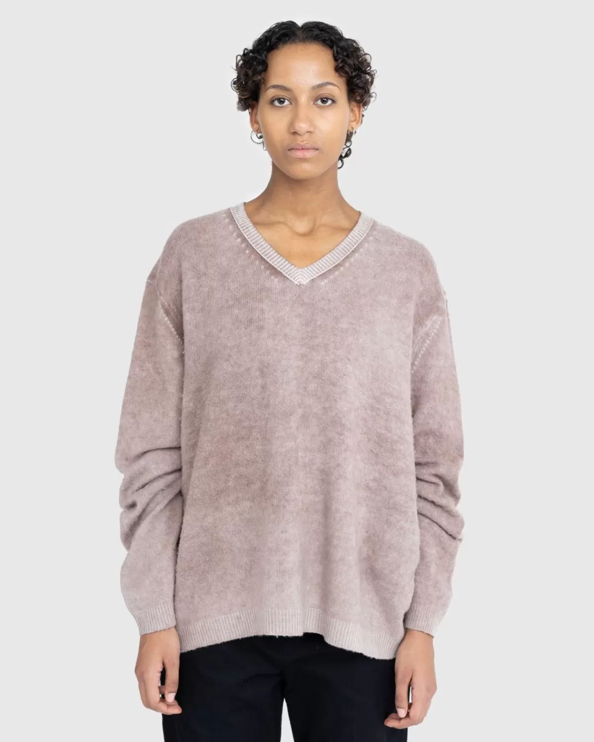 Wollpullover Mit V-Ausschnitt Braun>Acne Studios Outlet