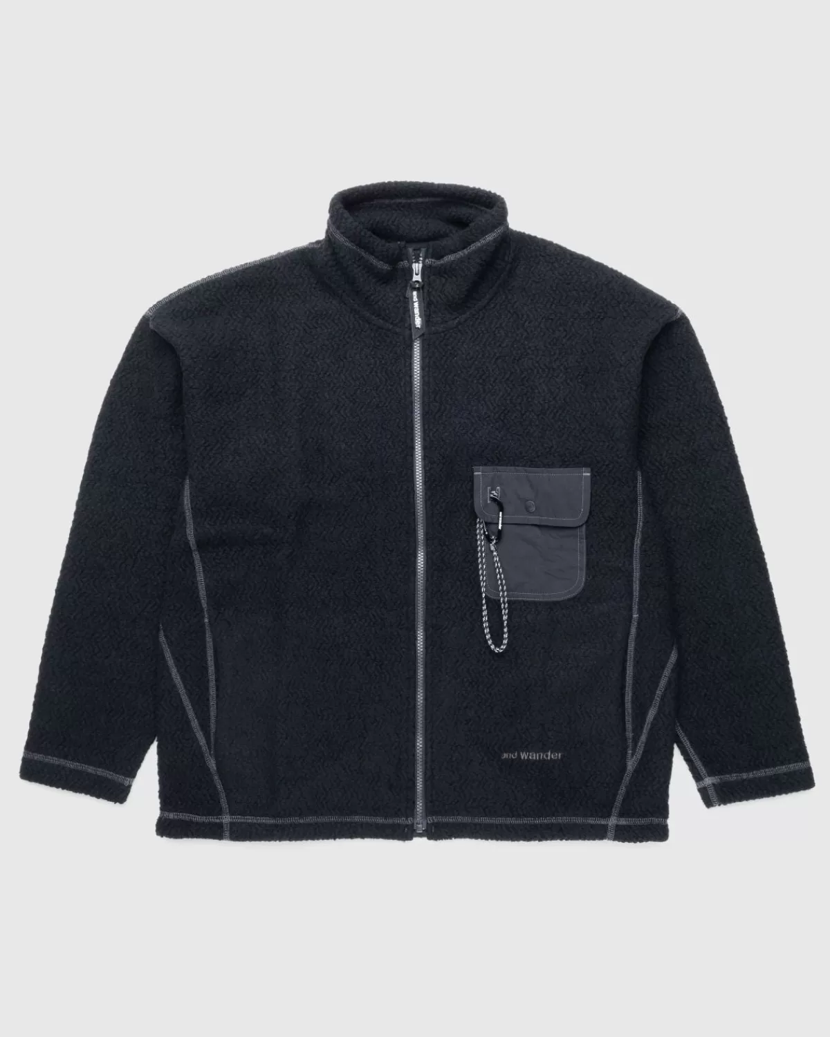 Wool Jq Stand Zip Jacke Schwarz>And Wander Cheap