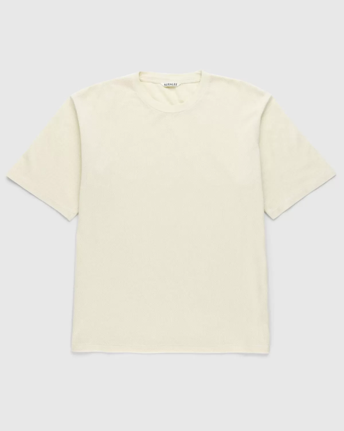 Männer Auralee Baumwoll-Mesh-Gefarbtes T-Shirt Elfenbein