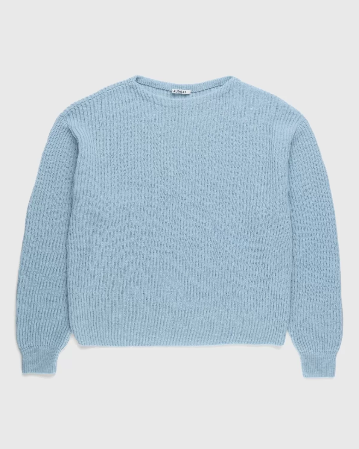 Hard Twist Wollrippstrick-Pullover Mit U-Boot-Ausschnitt, Blau>Auralee Cheap