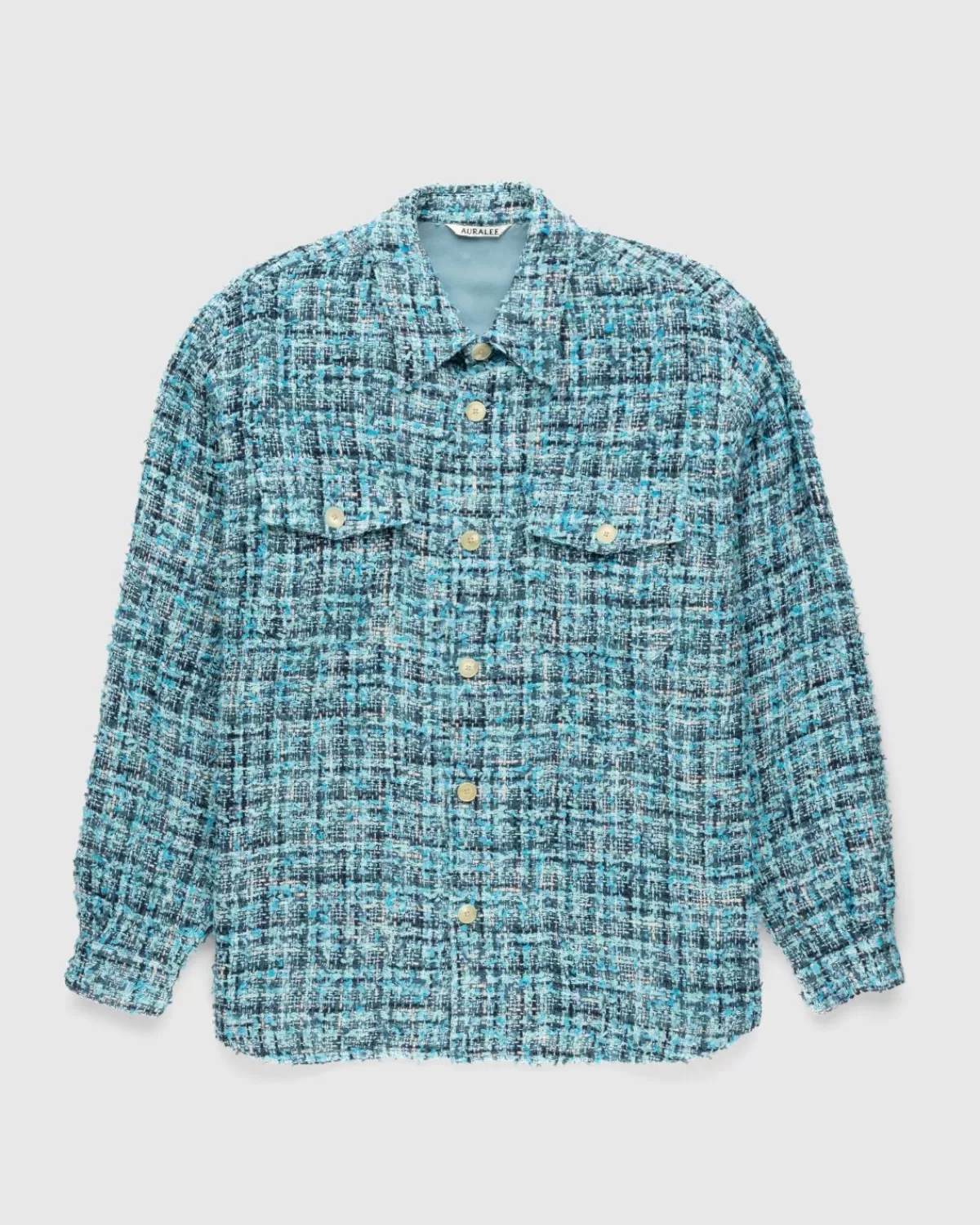 Homespun Summer Tweed Shirts Blouson Hellblau/Marineblau>Auralee Store