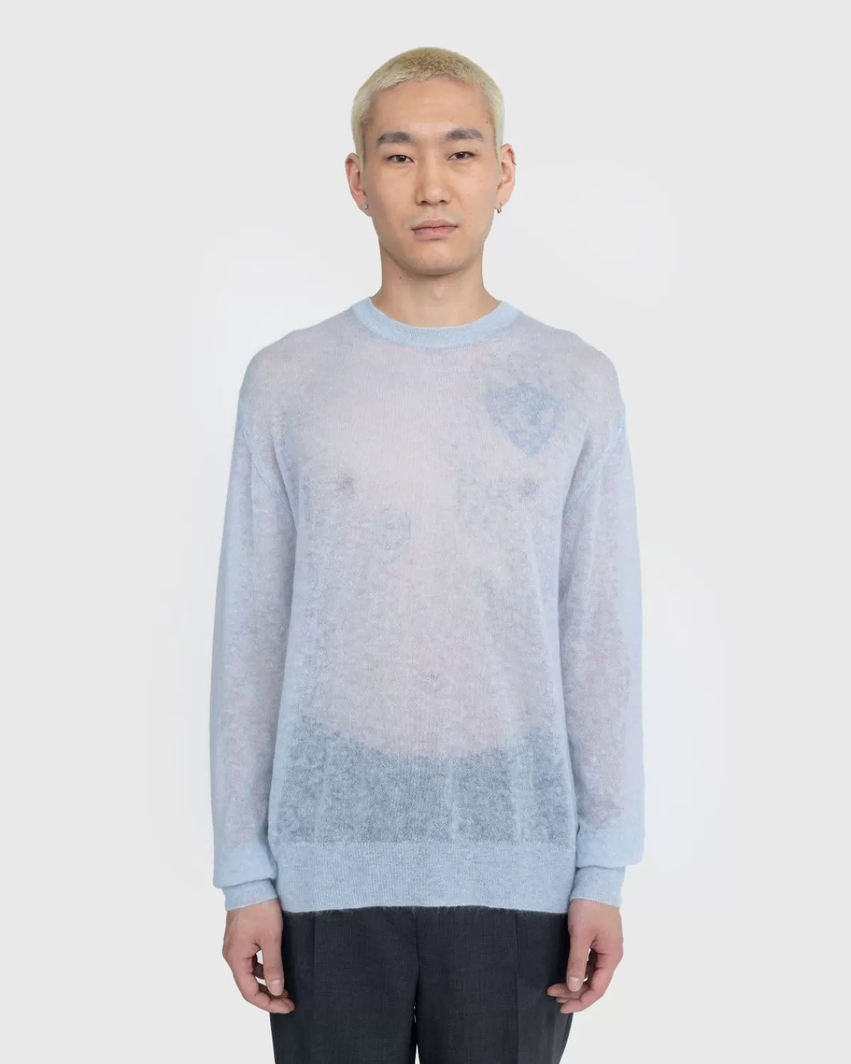 Transparenter Kid-Mohair-Strick In Hellblau>Auralee Outlet