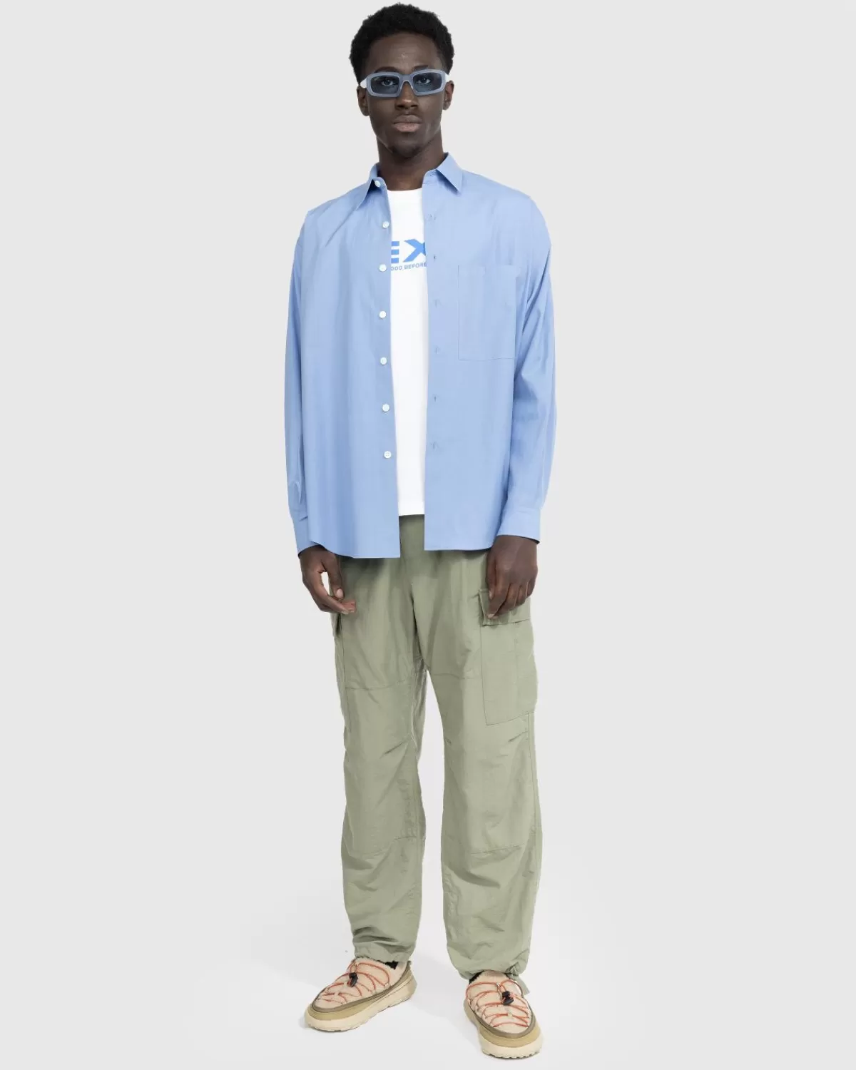 Washed Finks Twill Big Shirt Blau>Auralee Shop