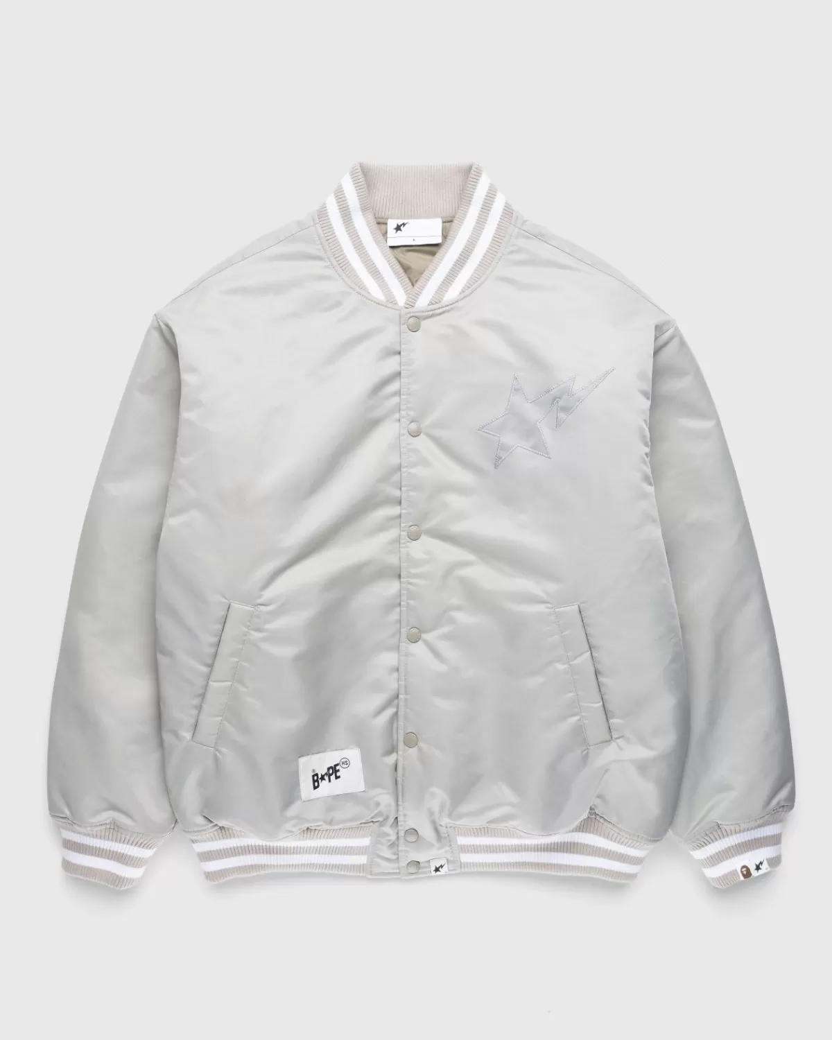 X Highsnobiety College-Jacke Elfenbein>BAPE Cheap