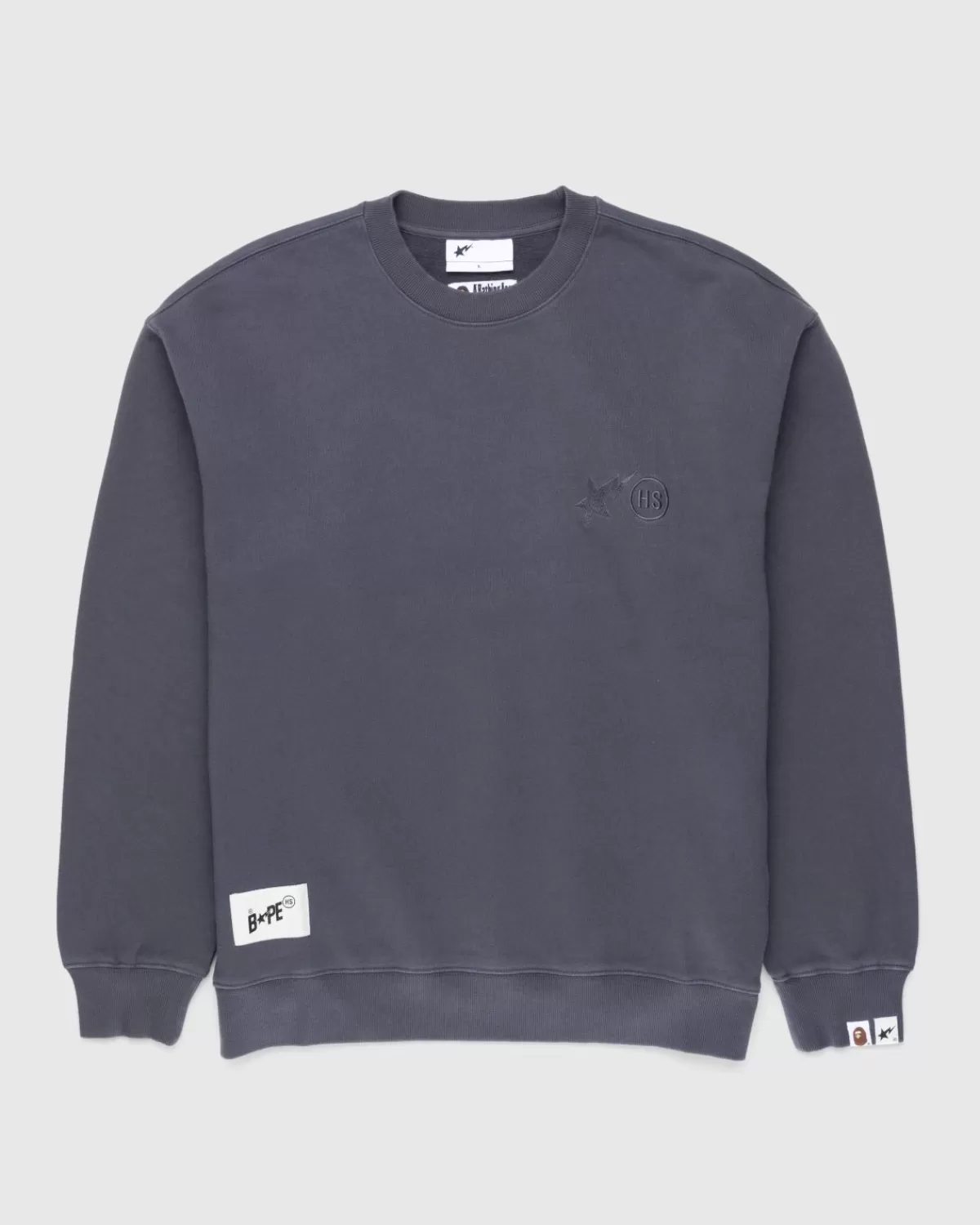 X Highsnobiety Heavy Washed Crewneck Charcoal>BAPE Clearance