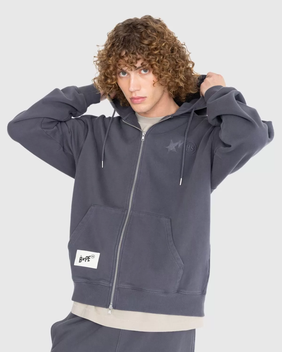 X Highsnobiety Heavy Washed Zip Hoodie Anthrazit>BAPE Hot