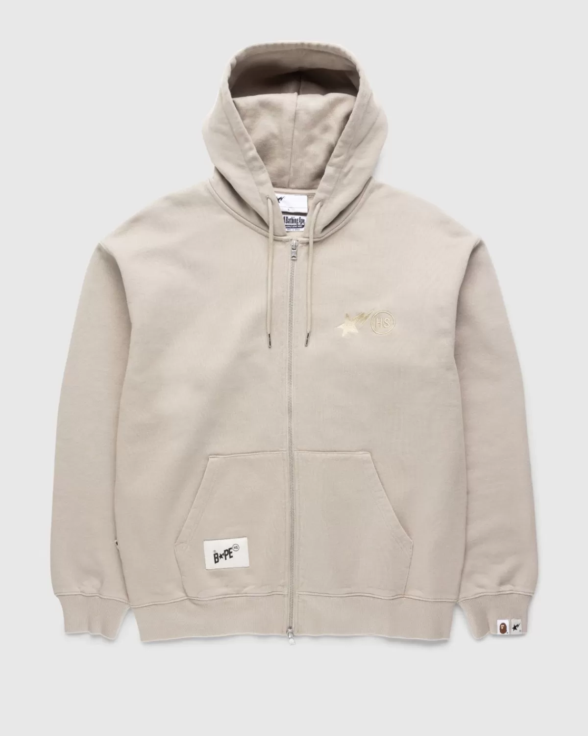 X Highsnobiety Heavy Washed Zip Hoodie Beige>BAPE Shop