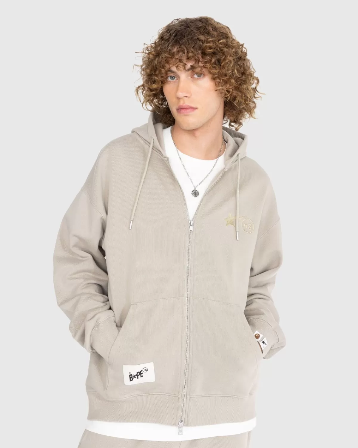 X Highsnobiety Heavy Washed Zip Hoodie Beige>BAPE Shop