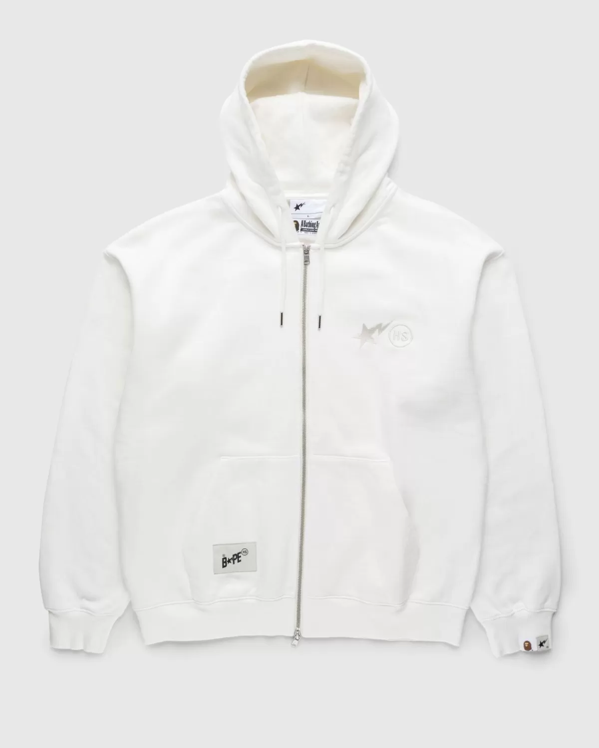 X Highsnobiety Heavy Washed Zip Hoodie Elfenbein>BAPE Sale