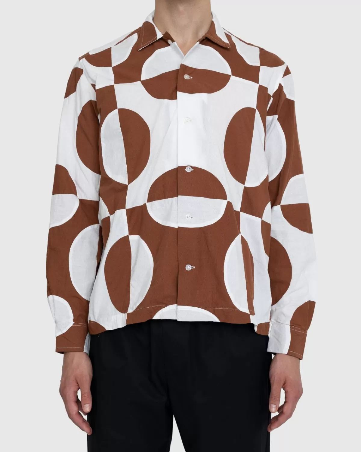 Duo Oval Patchwork Langarmshirt Braun>Bode Shop