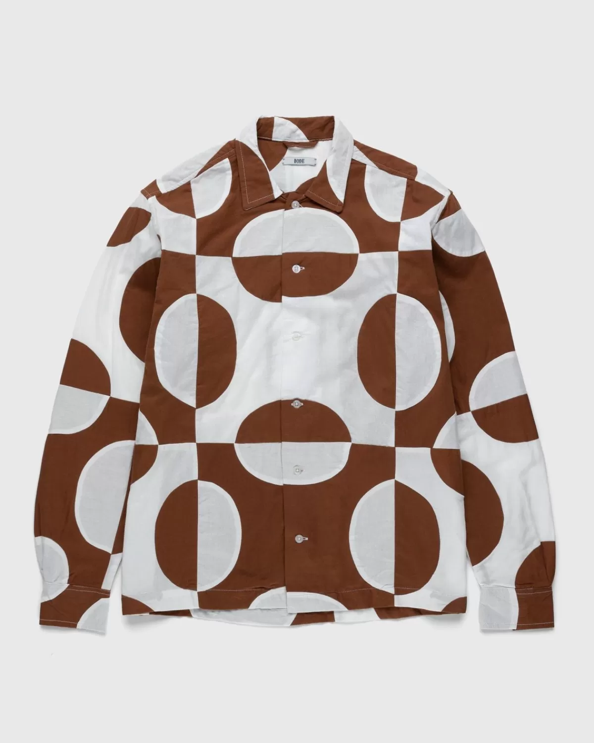 Duo Oval Patchwork Langarmshirt Braun>Bode Shop