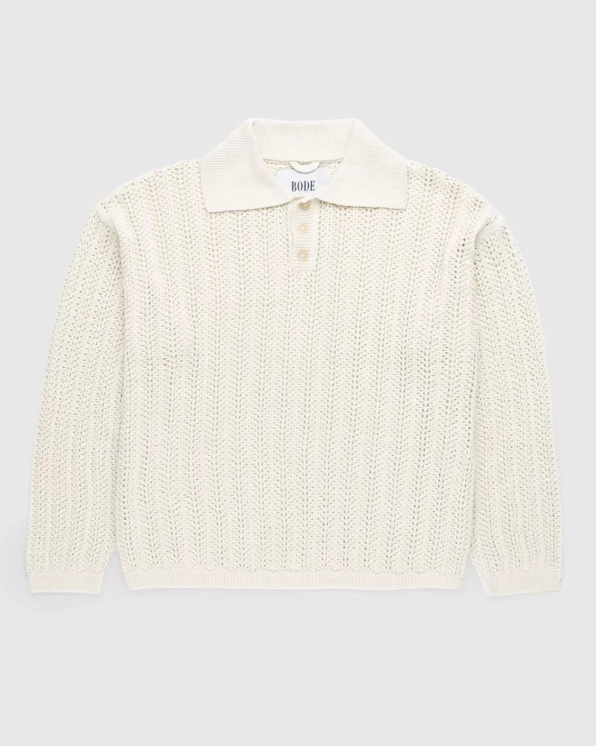 Pointelle Polo Langarm Creme>Bode New