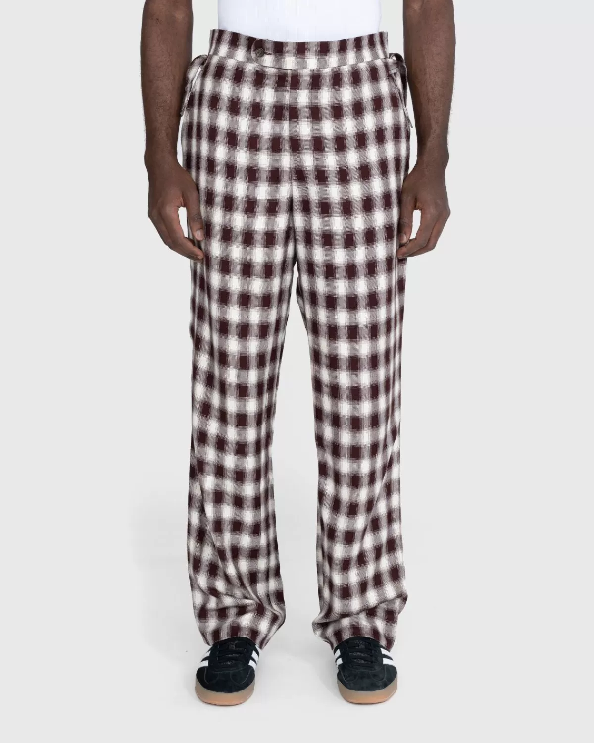 Shadow Plaid Side-Tie-Hose Braun>Bode Discount