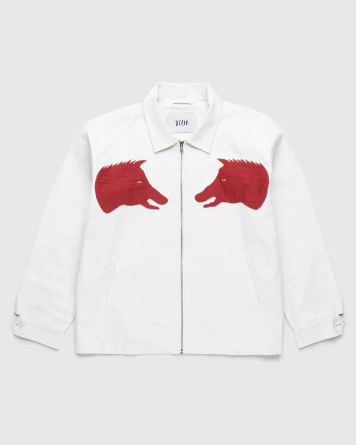 Wildschwein-Applikationsjacke Weis/Rot>Bode Store