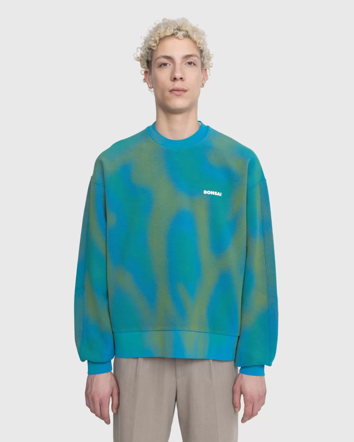 Spray Dyed Rundhals-Sweatshirt Blau>Bonsai Fashion