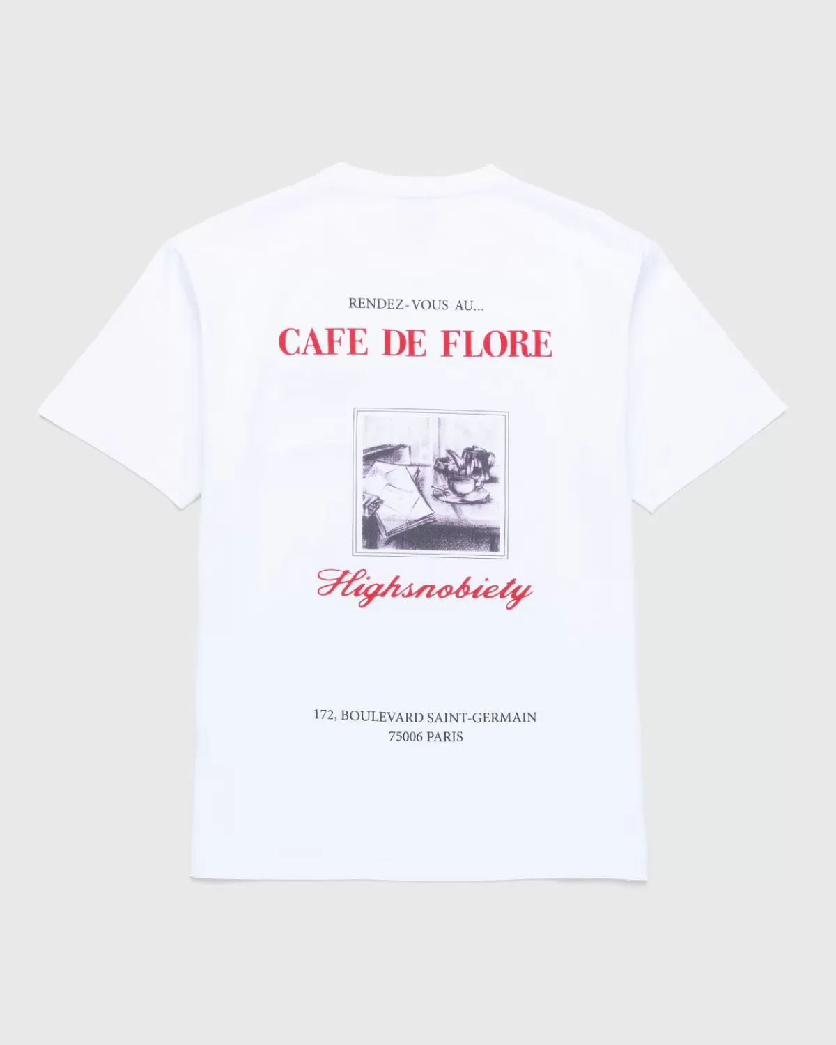 Männer Café de Flore Cafe De Flore X Highsnobiety Kurzarm-T-Shirt Weis