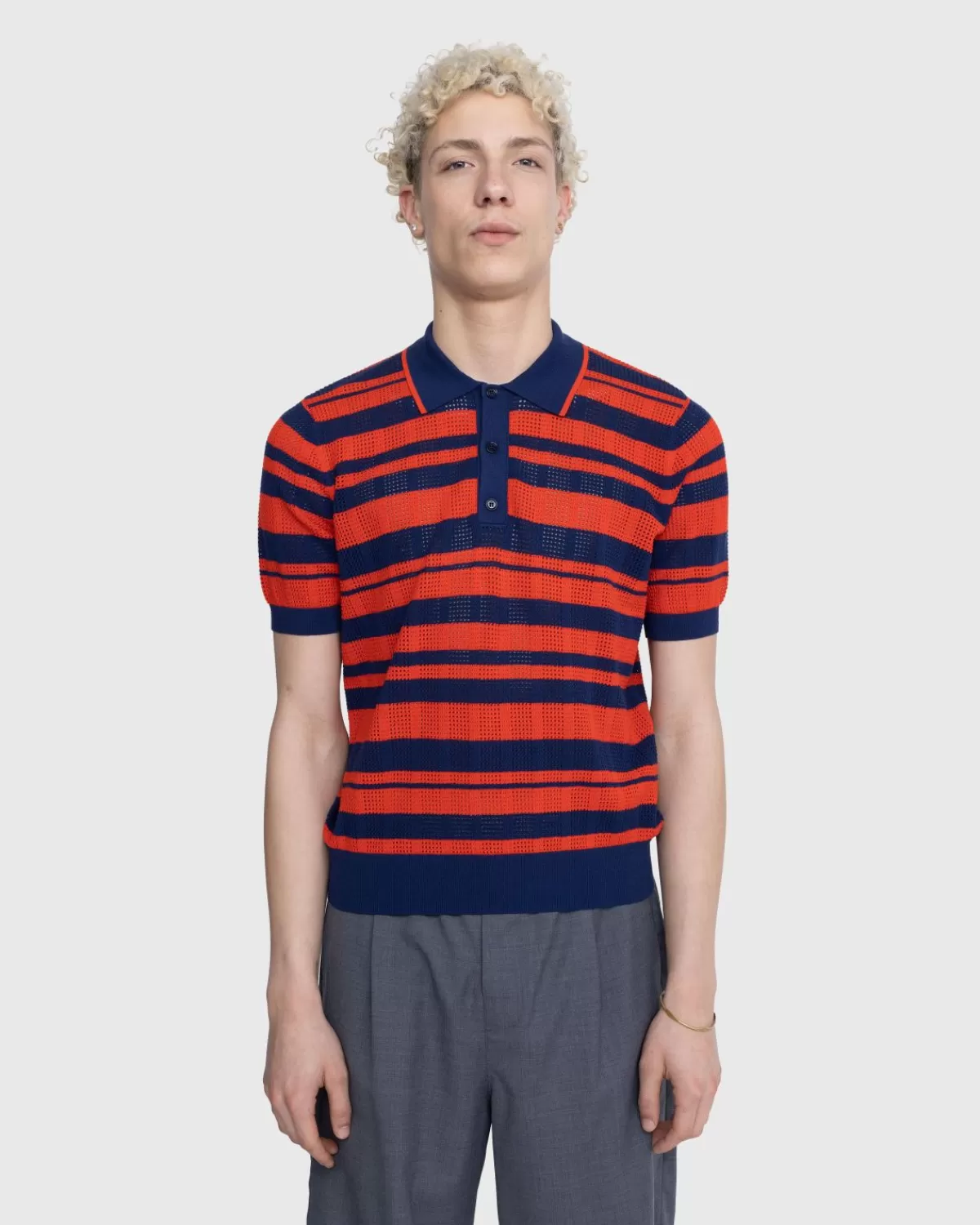 Männer Dries van Noten Gestreiftes Poloshirt Mirko Dunkelblau