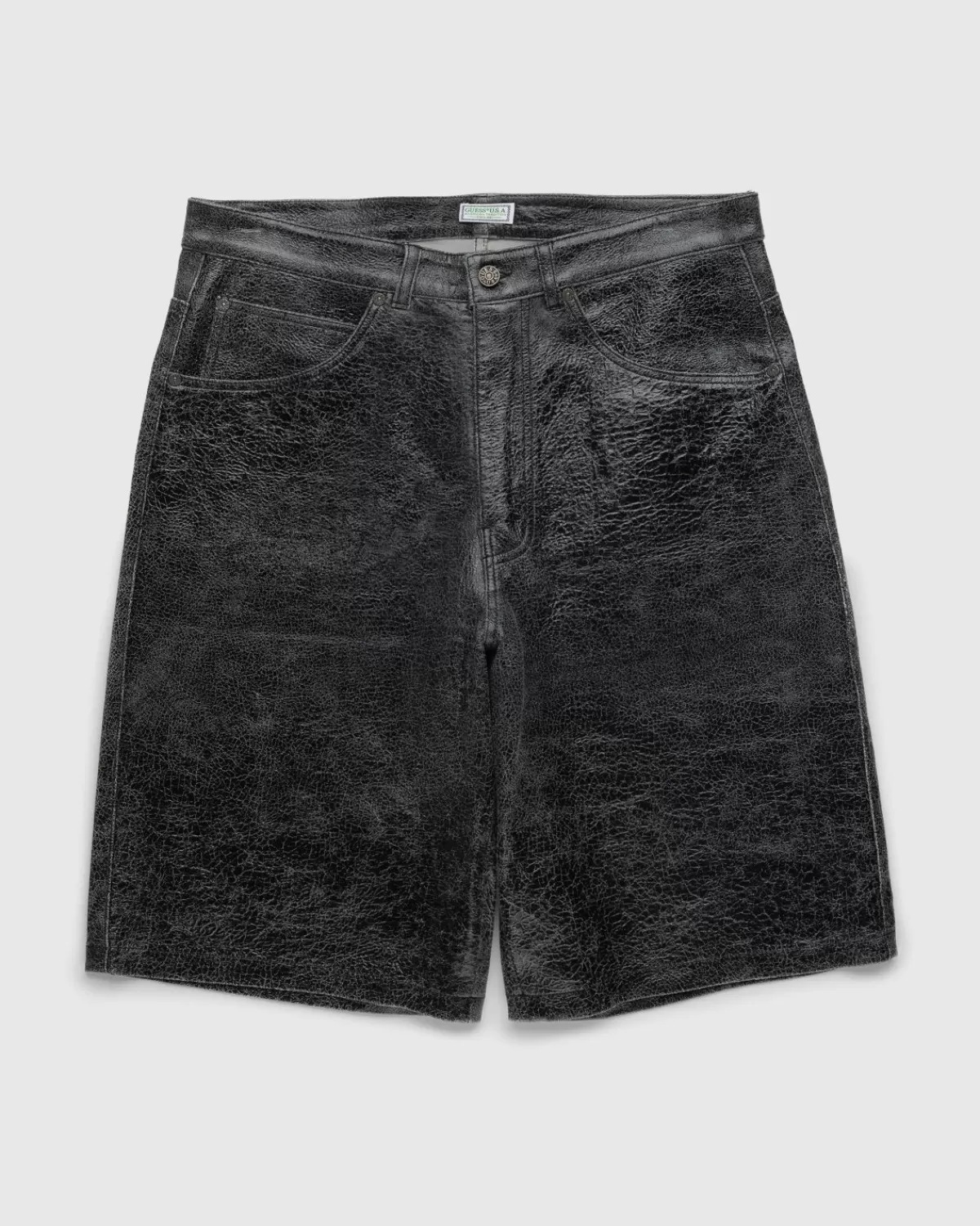 Crackle-Leder-Shorts In Schwarz>Guess USA Best Sale