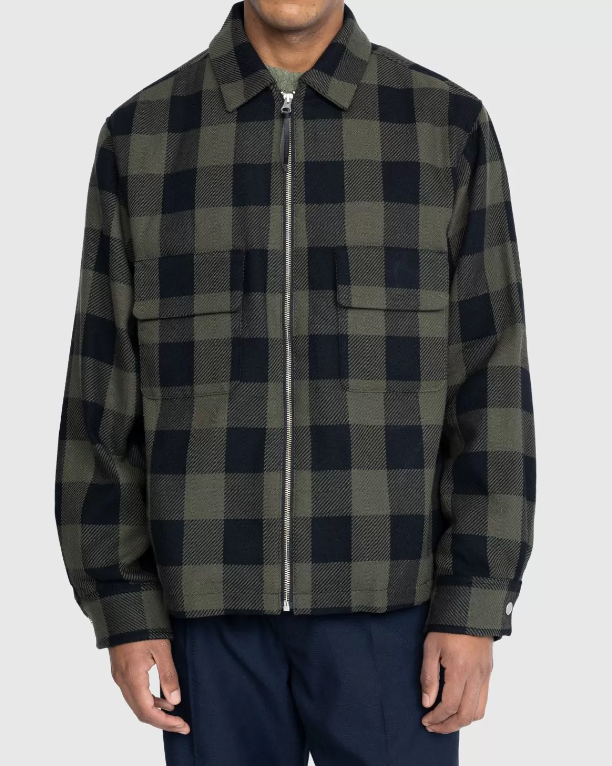 Buffalo Check Zip Shirt Olive>Highsnobiety Cheap