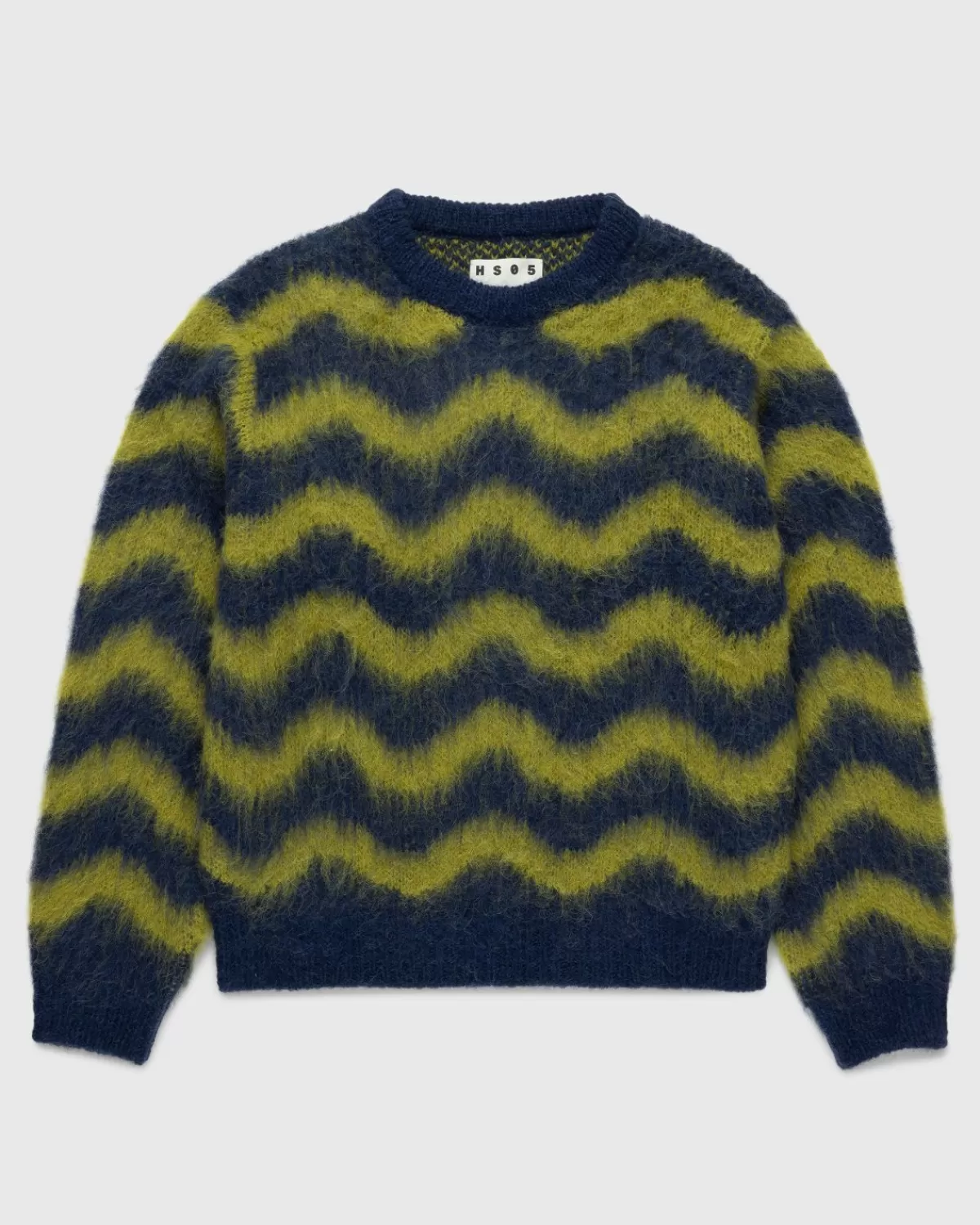 Alpaka Fuzzy Wave Pullover Marineblau/Olivgrun>Highsnobiety HS05 Sale