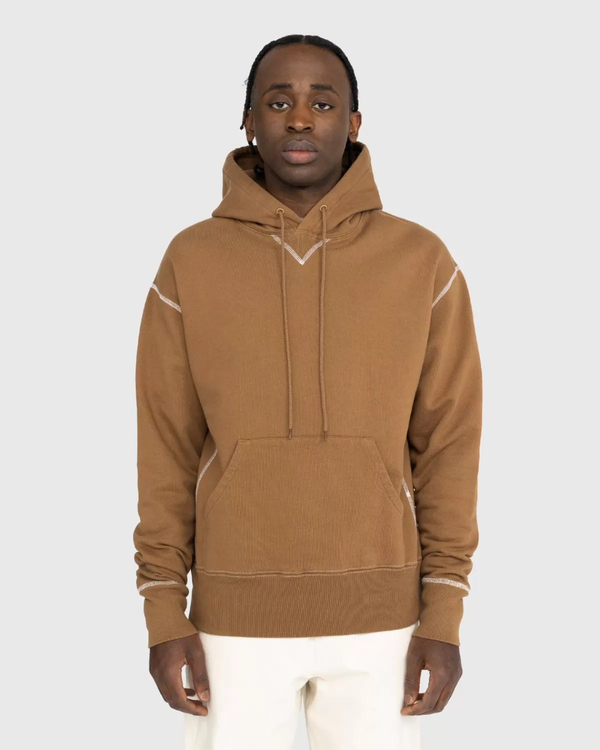 Männer Highsnobiety Kontraststich-Fleece-Hoodie Braun