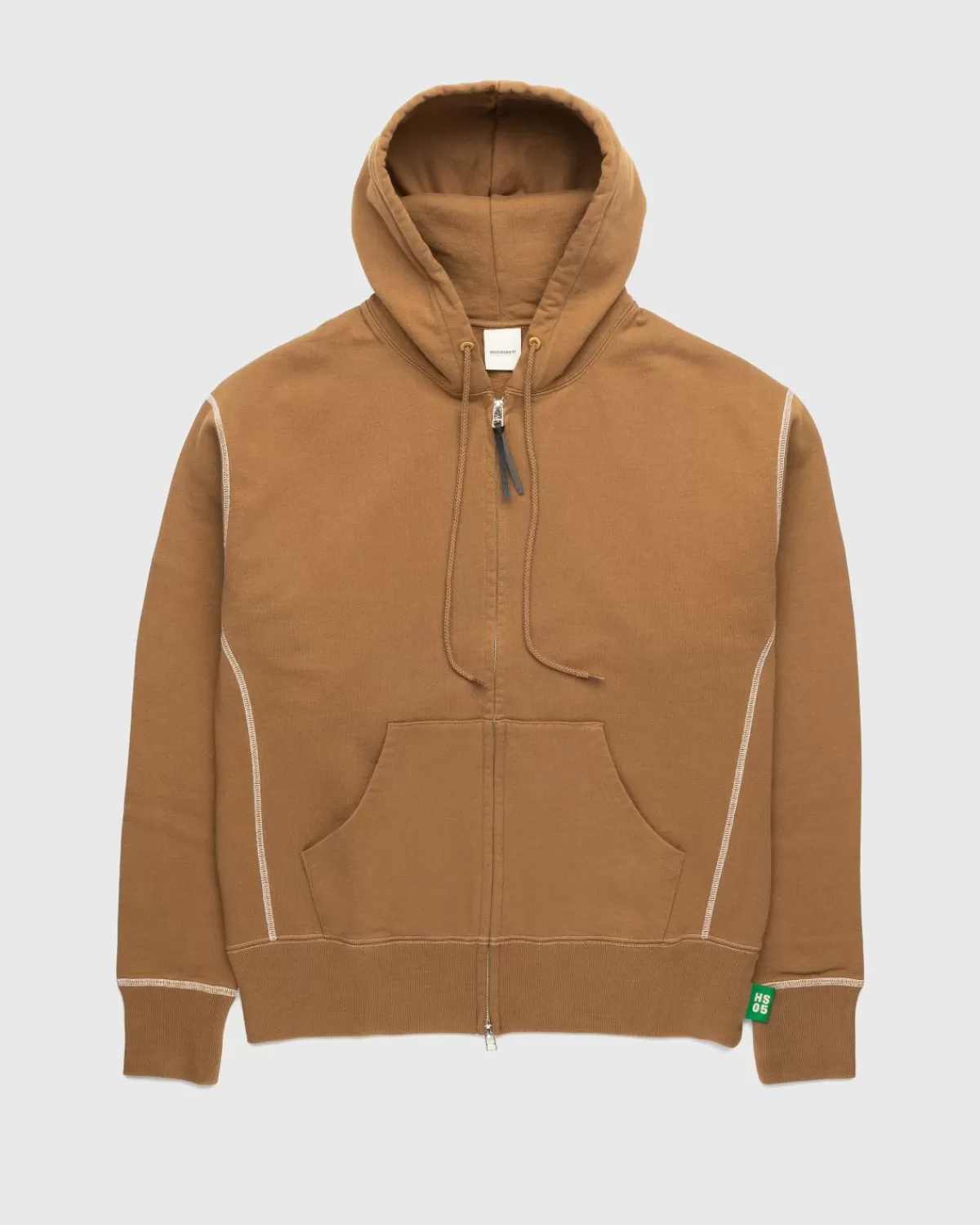 Männer Highsnobiety Kontraststich-Fleece-Hoodie Mit Reisverschluss, Braun