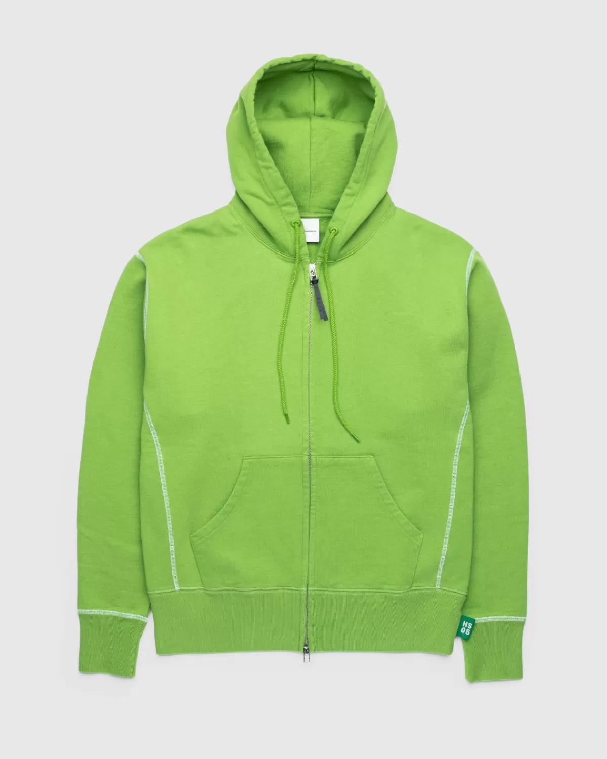 Männer Highsnobiety Kontraststich-Fleece-Hoodie Mit Reisverschluss, Grun