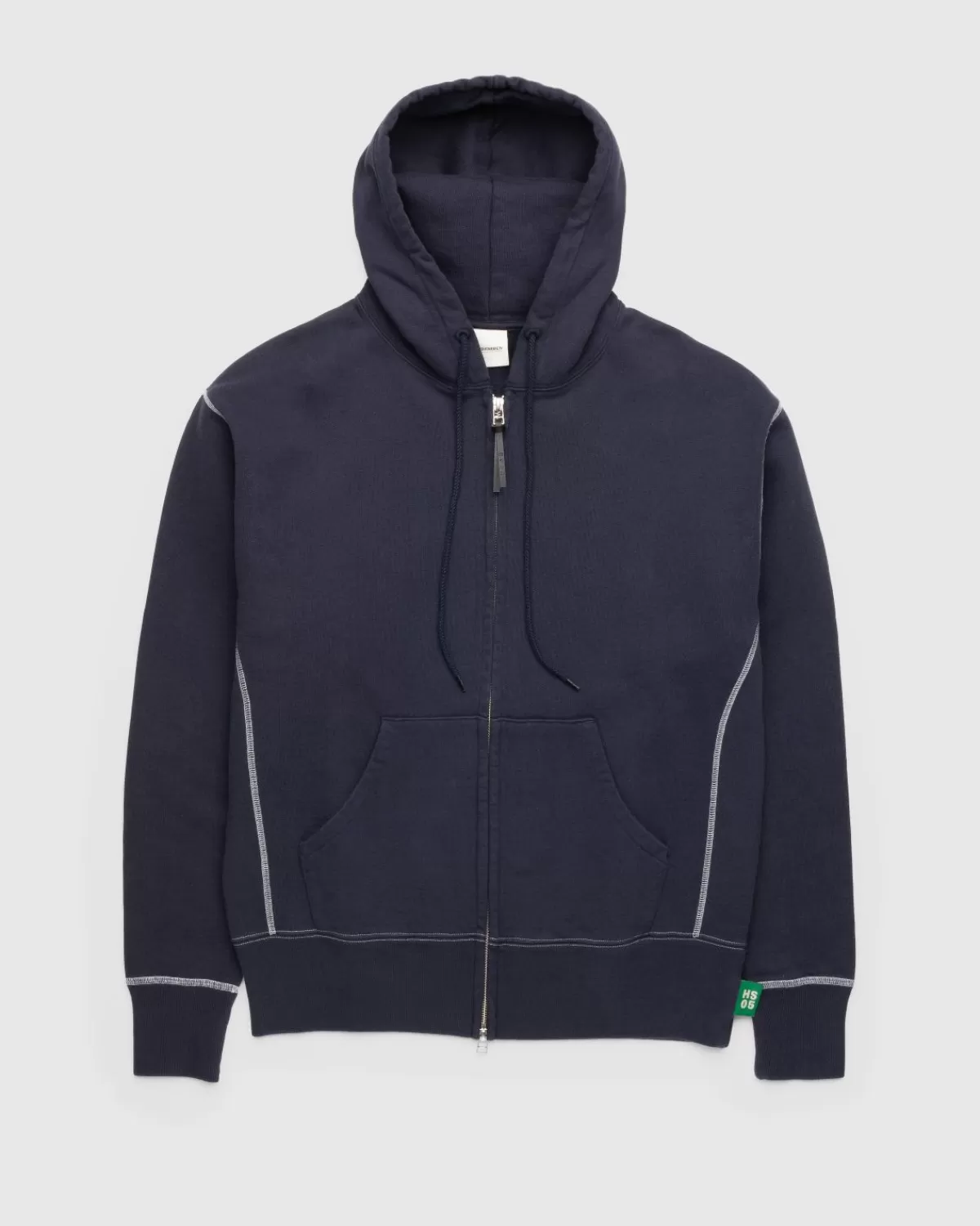 Männer Highsnobiety Kontraststich-Fleece-Hoodie Mit Reisverschluss, Marineblau