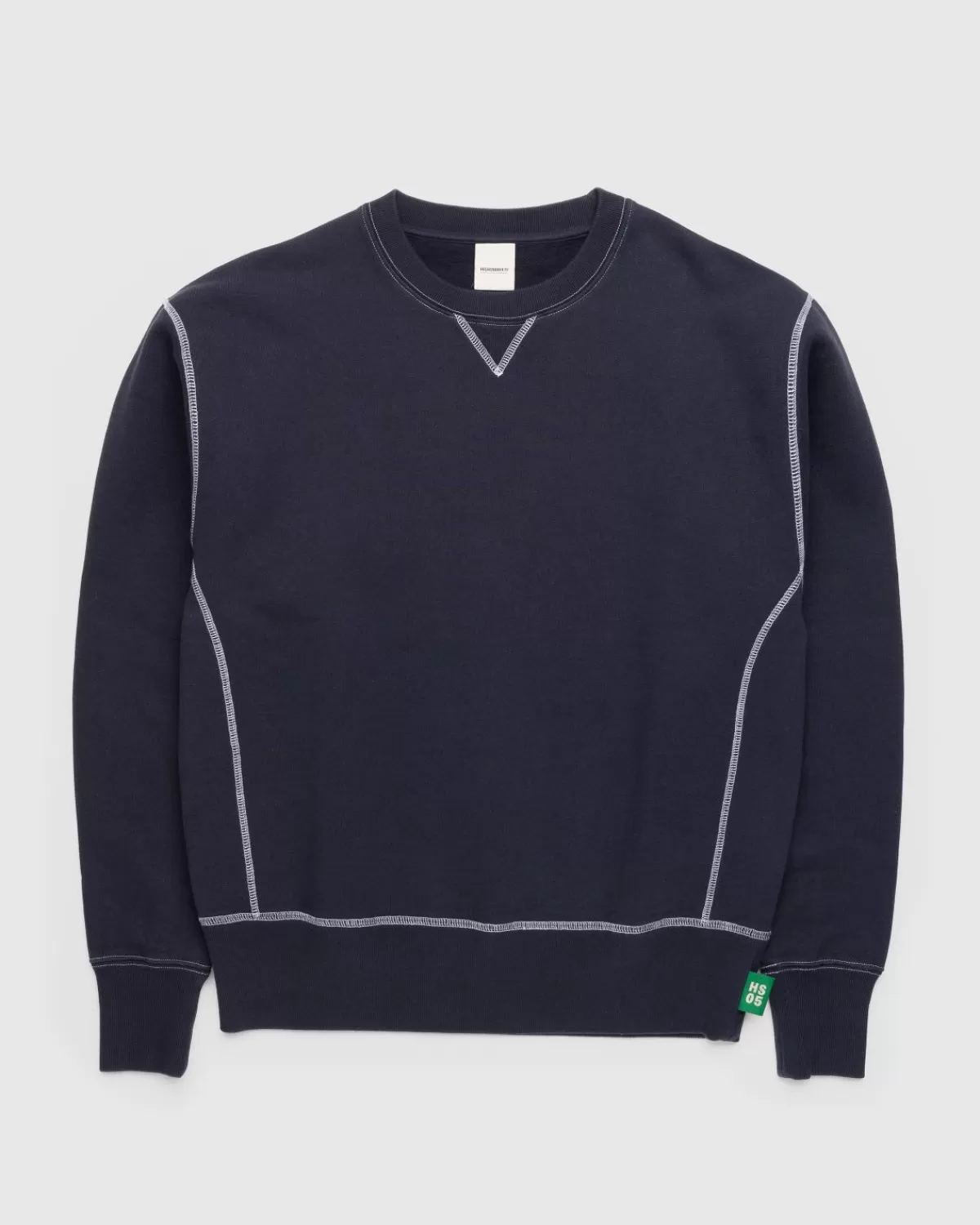 Männer Highsnobiety Kontraststich-Fleece-Rundhalsshirt, Marineblau