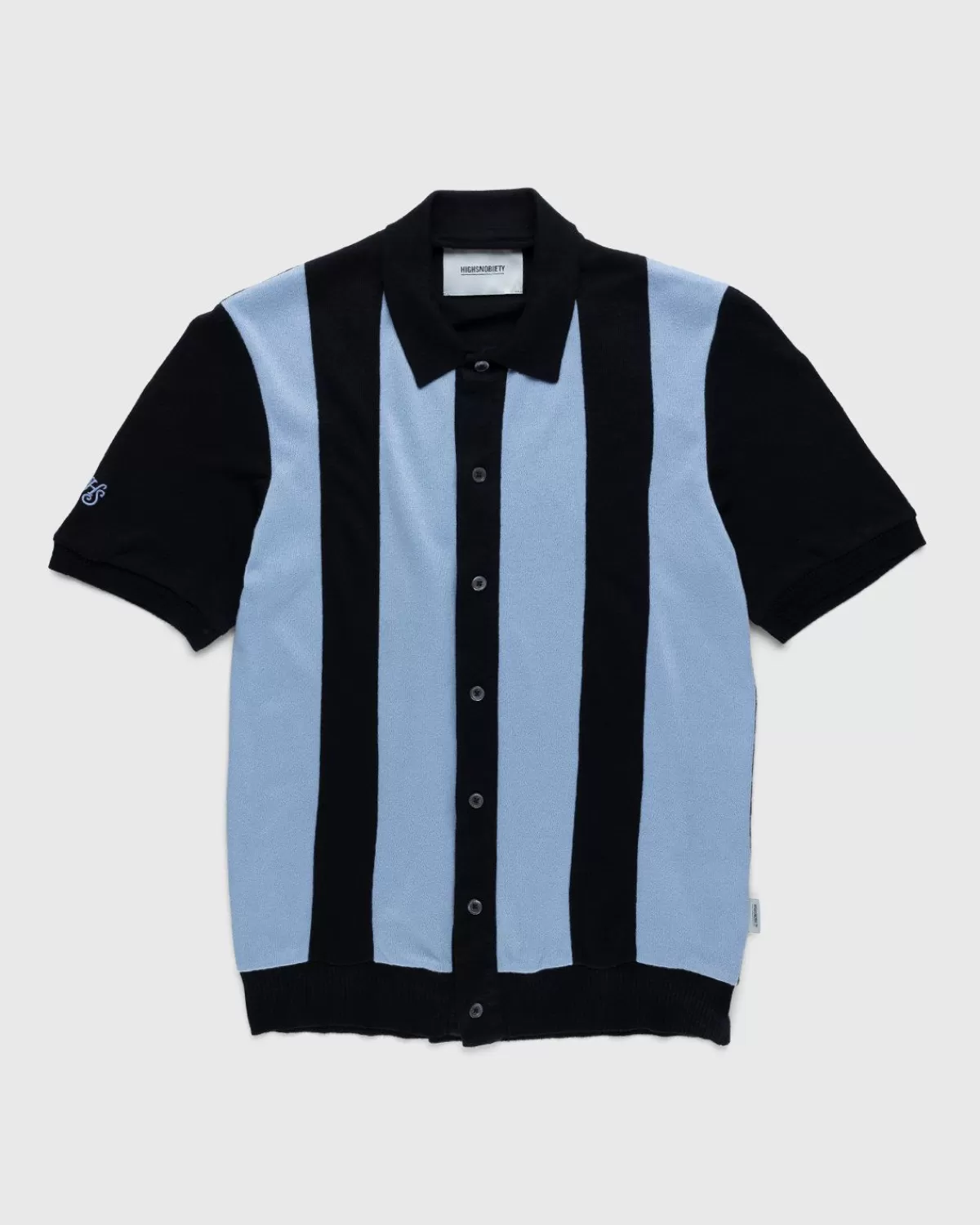 Strick-Bowlingshirt Blau Schwarz>Highsnobiety Cheap