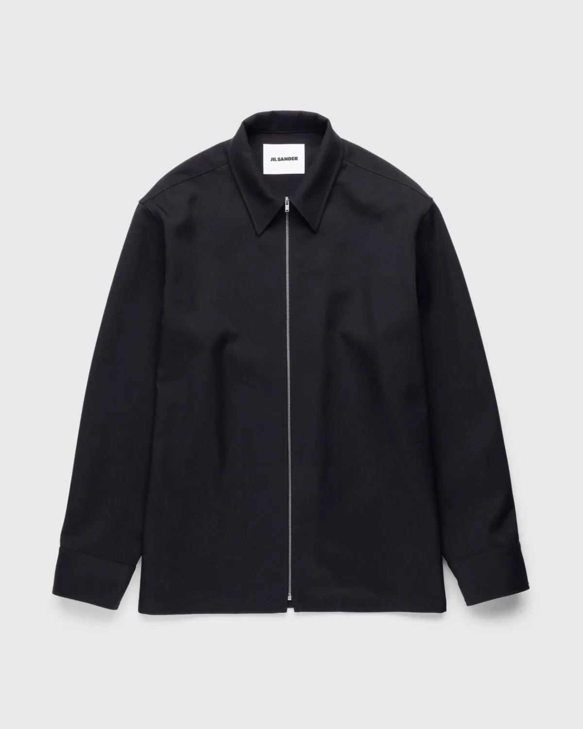 Woll-Plastron-Hemd Schwarz>Jil Sander Outlet