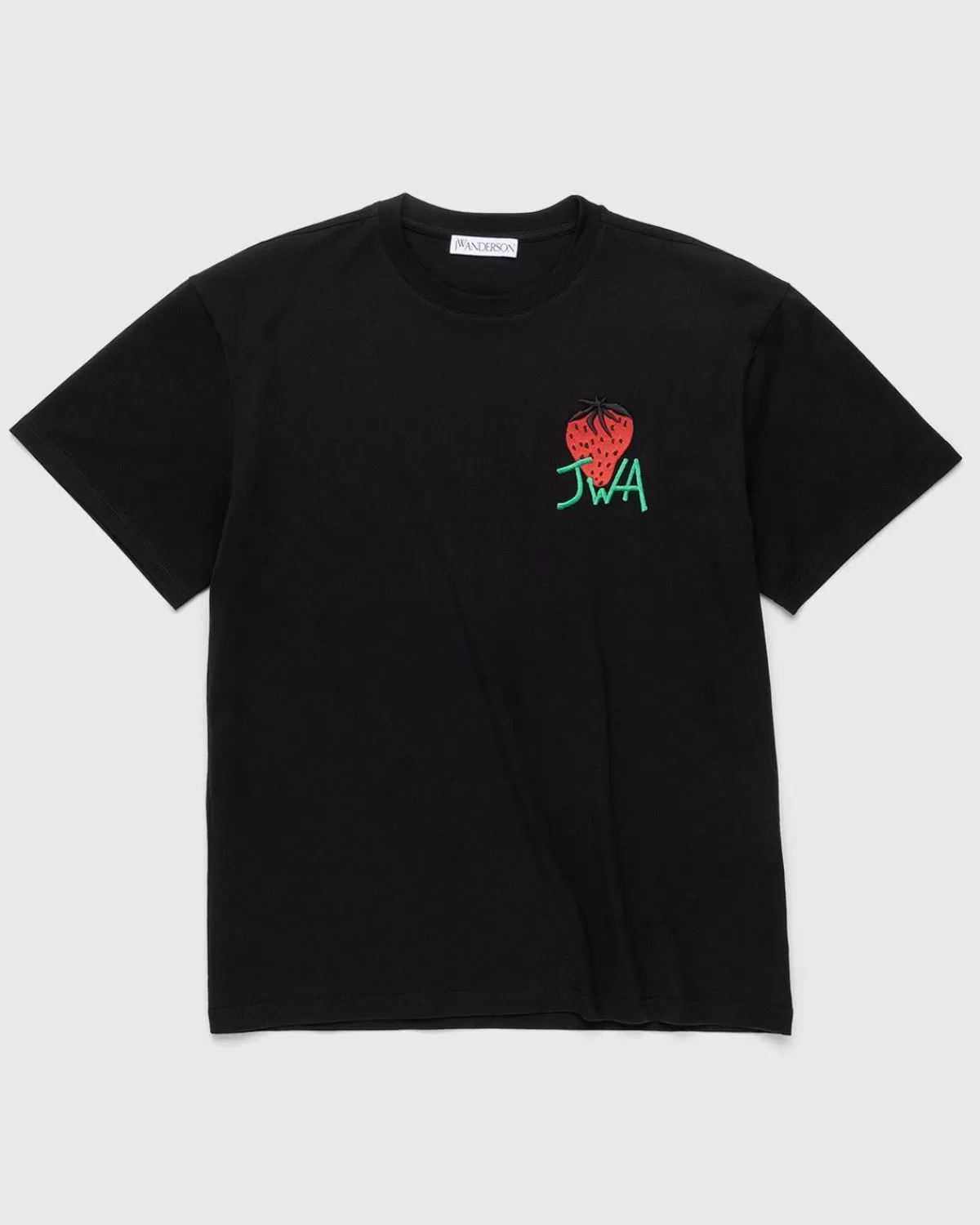 Männer J.W. Anderson Jw Anderson Gesticktes Erdbeer-Jwa-T-Shirt Schwarz