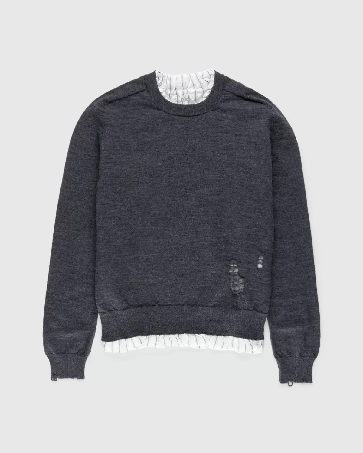 Distressed Crewneck Pullover Dunkelgrau>Maison Margiela Cheap