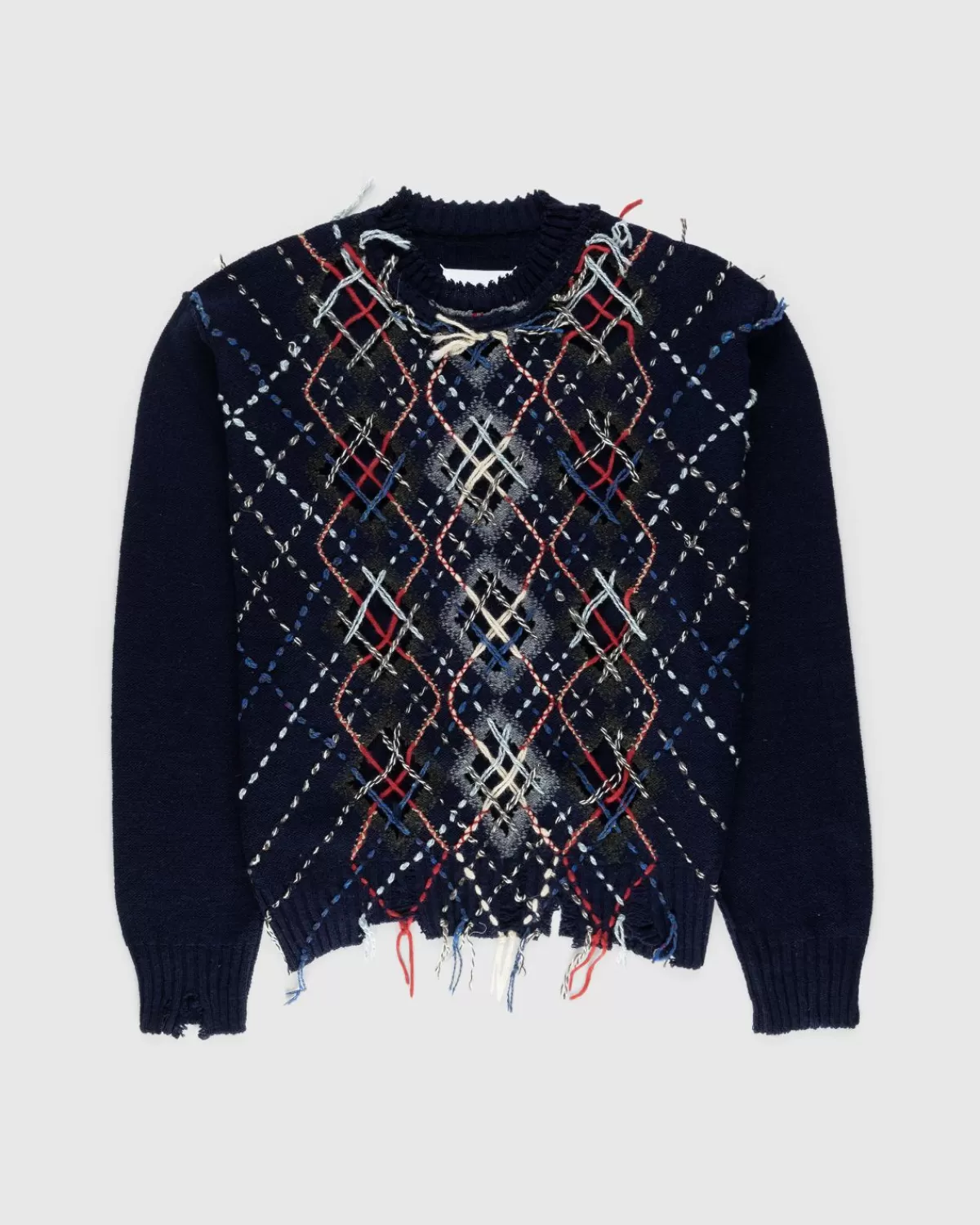 Männer Maison Margiela Distressed Wool Crewneck Sweater Multi