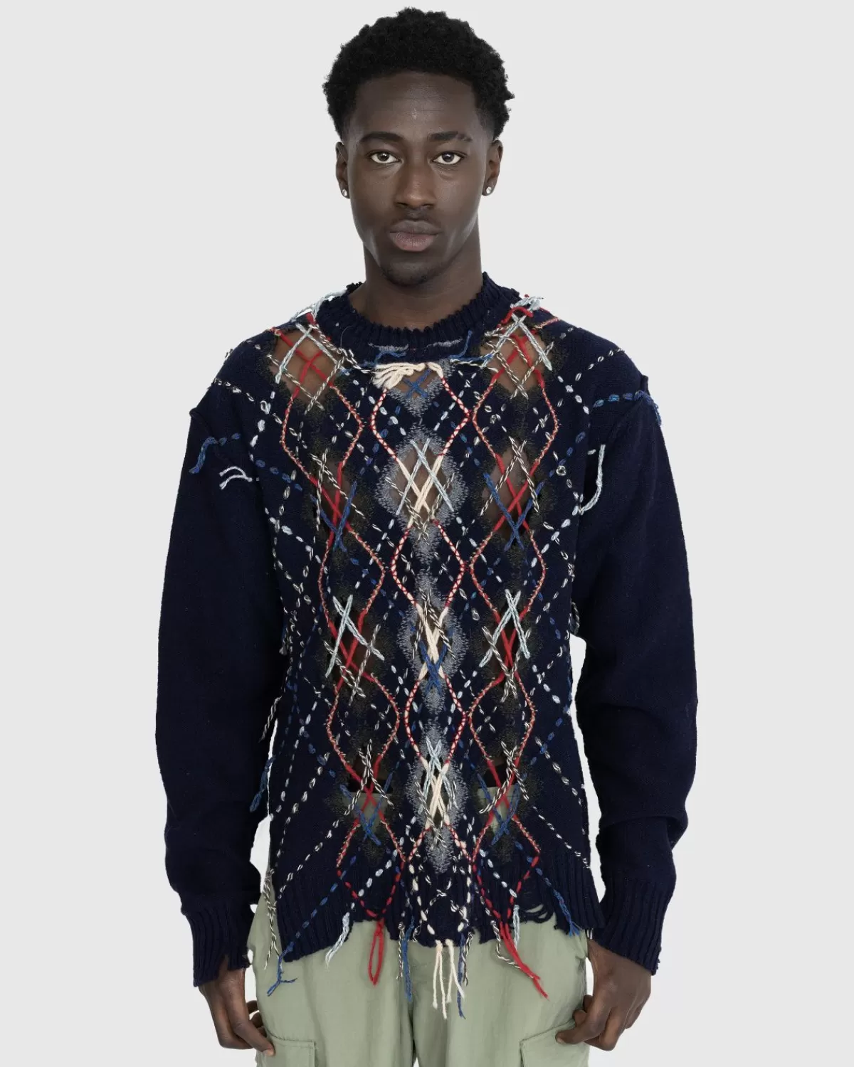 Männer Maison Margiela Distressed Wool Crewneck Sweater Multi