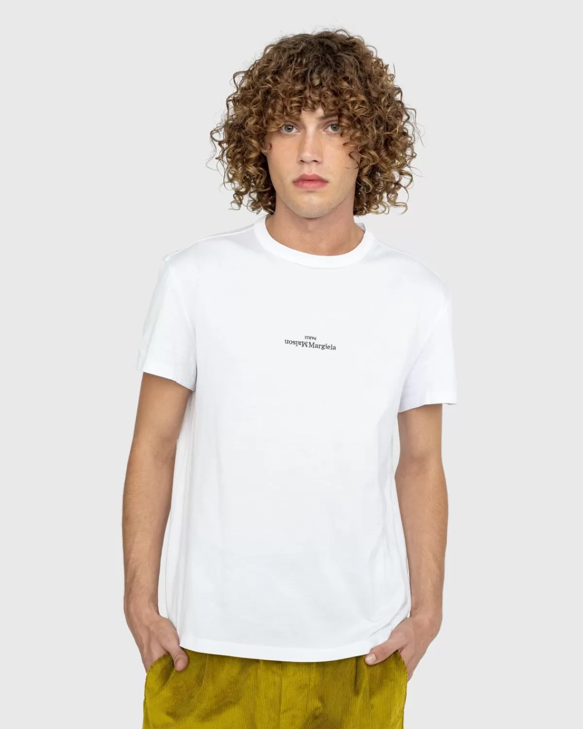 Männer Maison Margiela Logo-T-Shirt Weis