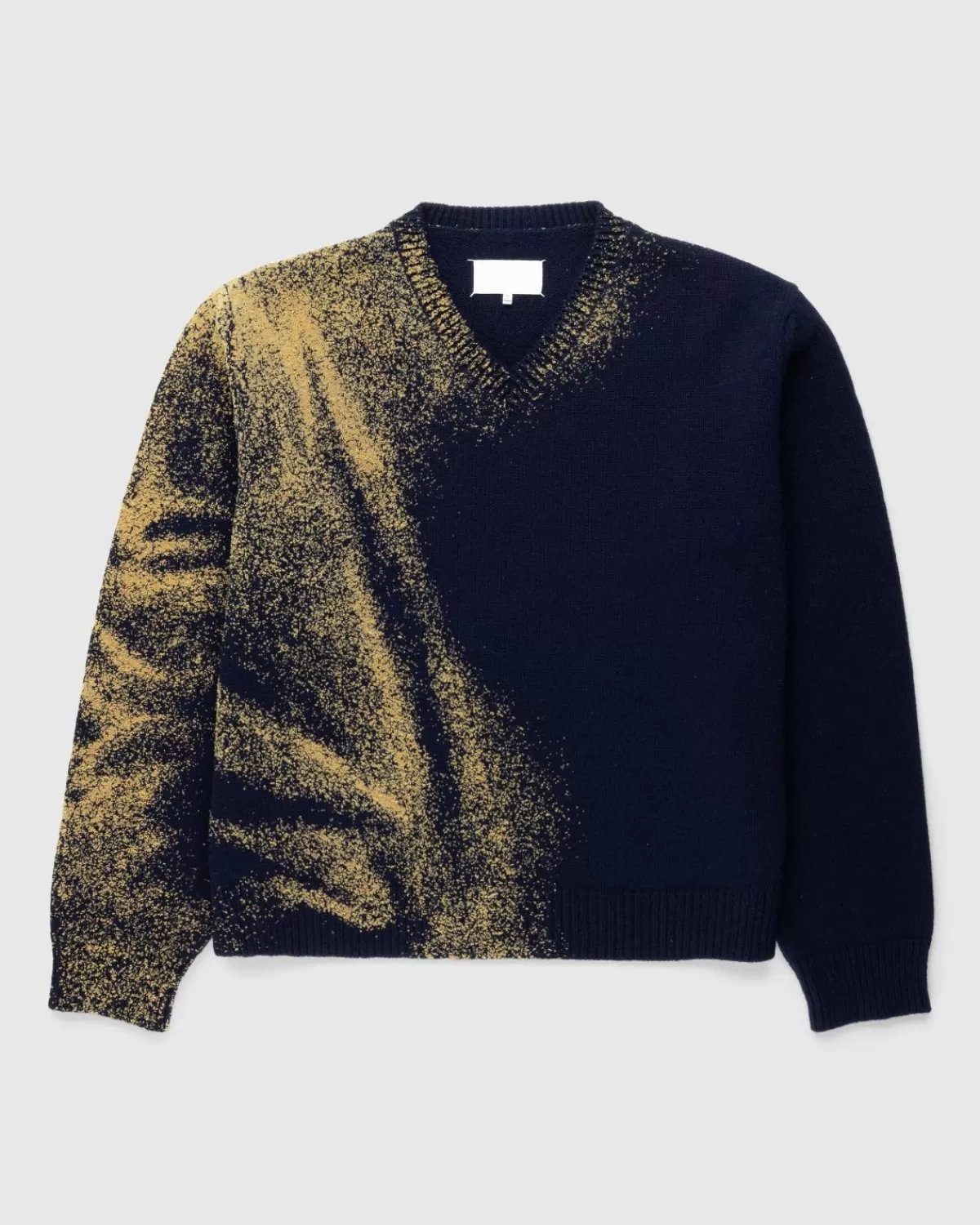 Wollpullover Mit V-Ausschnitt, Marineblau>Maison Margiela Discount