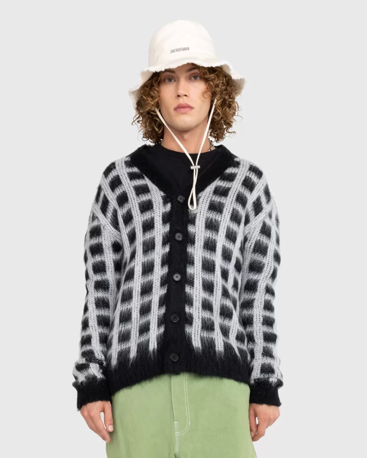 Karierter Mohair-Cardigan Schwarz>Marni Cheap