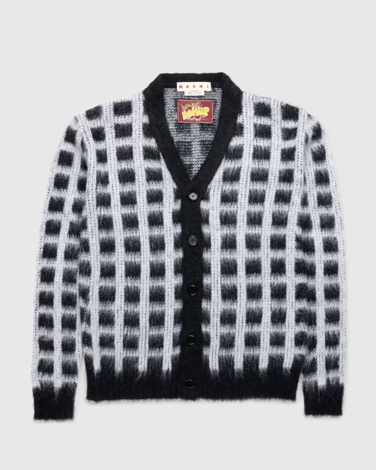 Karierter Mohair-Cardigan Schwarz>Marni Cheap