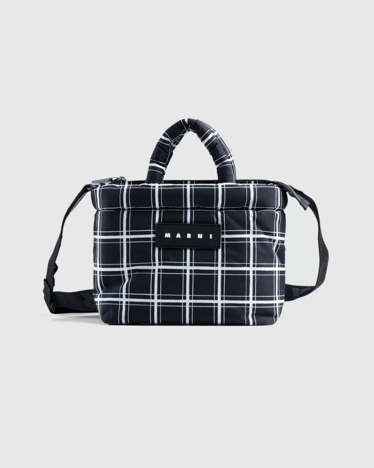 Männer Marni Mini Plaid Check Tote Bag Schwarz