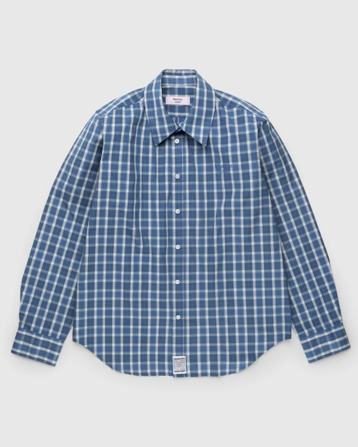 Klassisches Karo-Button-Down-Hemd Blau>Martine Rose Cheap