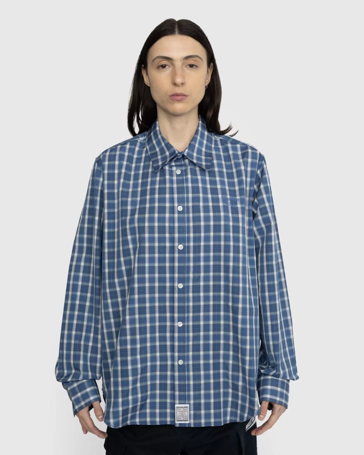 Klassisches Karo-Button-Down-Hemd Blau>Martine Rose Cheap