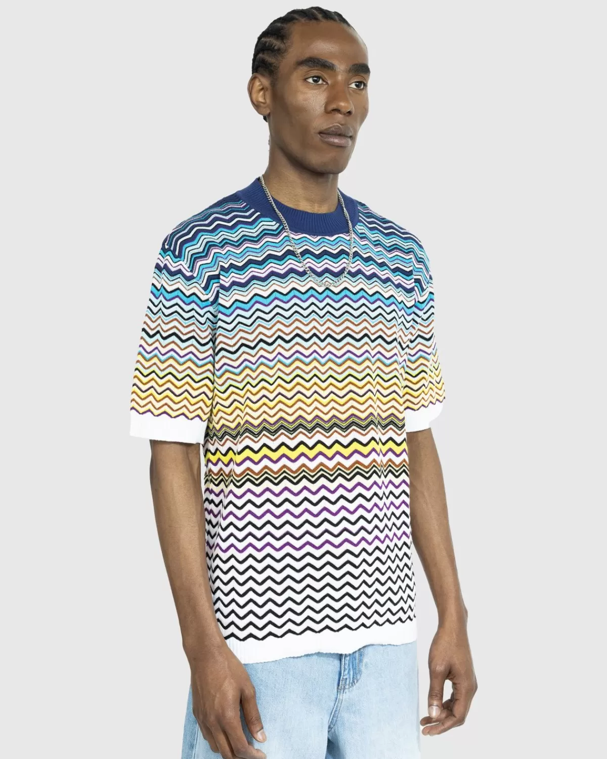 Männer Missoni Chevron T-Shirt Blau/Schwarz/Weis