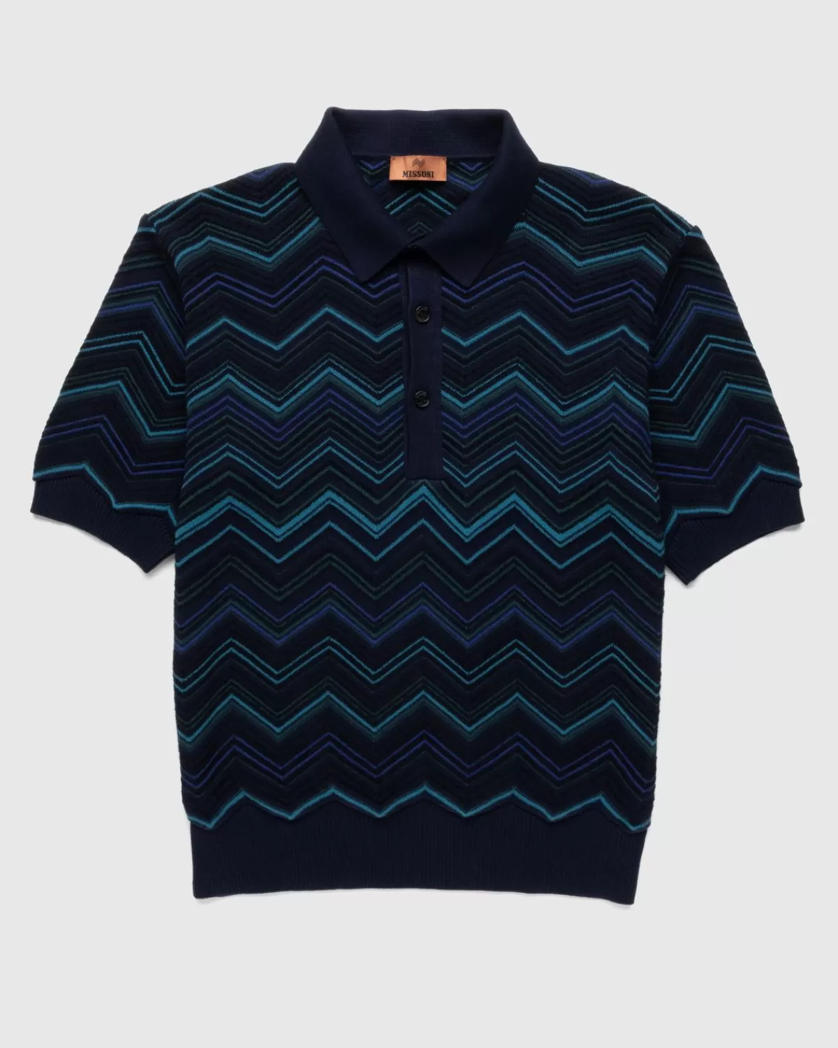 Zig Zag Poloshirt Blau/Grun/Kohle>Missoni Hot