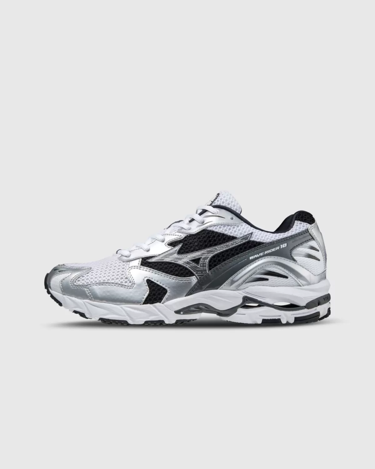 Männer Mizuno Wave Rider 10 Weis/Silber/Schwarz